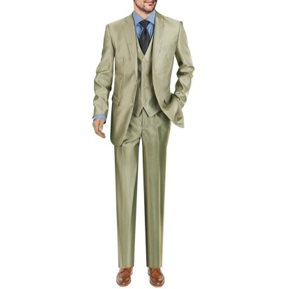 DTI Two Button Modern Fit Vested 3 Piece Jacket Pant With Vest Tan by Darya Trading